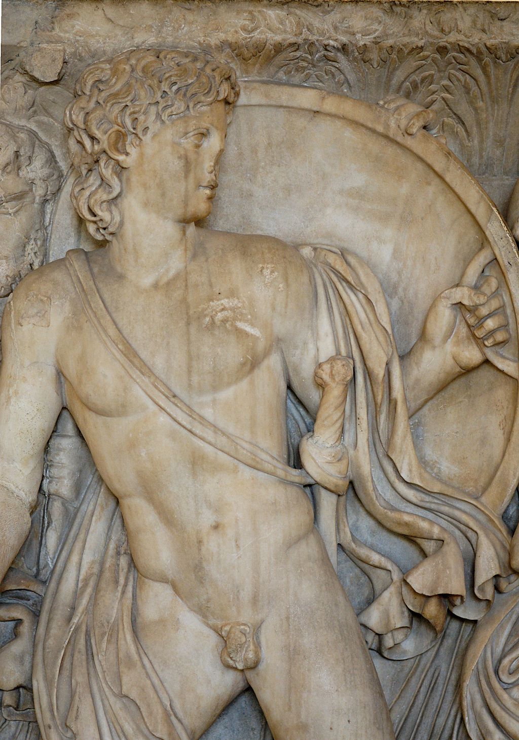Ахілл. Грецький античний барельєф, музей Лувр