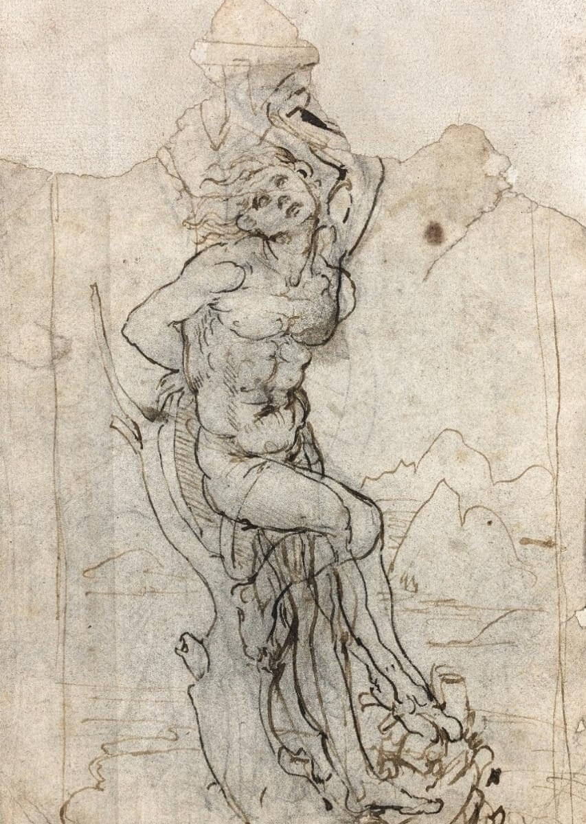 эскиз Леонардо да Винчи к его картине «Мученичество святого Себастьяна» 