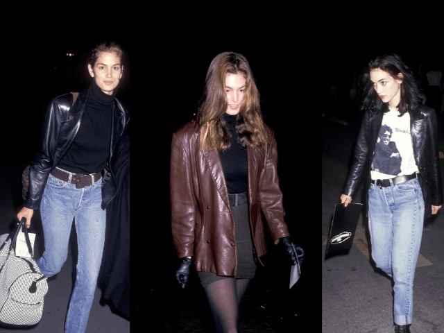 Вдохновение 90-х: Синди Кроуфорд, Иман и Вайнона Райдер в кожаных пиджаках 