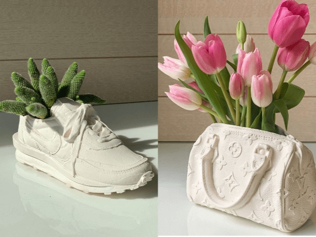 Вещь дня: Керамические горшки для вазонов в виде обуви и сумок Prada, Nike, Maison Margiela и Louis Vuitton